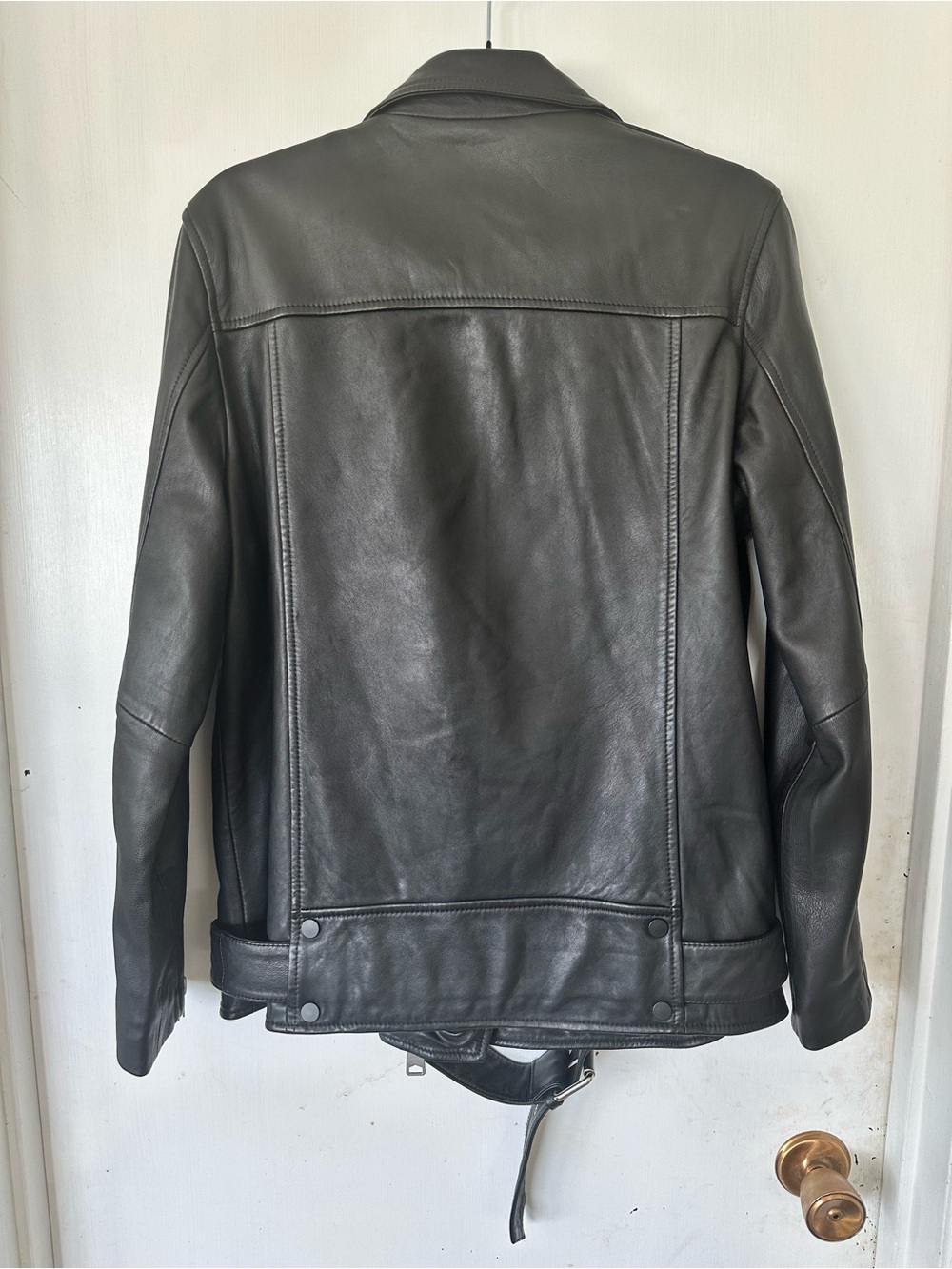 All Saints Oversized Billie Biker Black Leather Moto Jacket Womens Size M - Picture 6 of 10